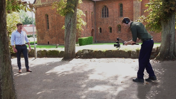 Gimbal optagelse kameramand og mand bliver filmet